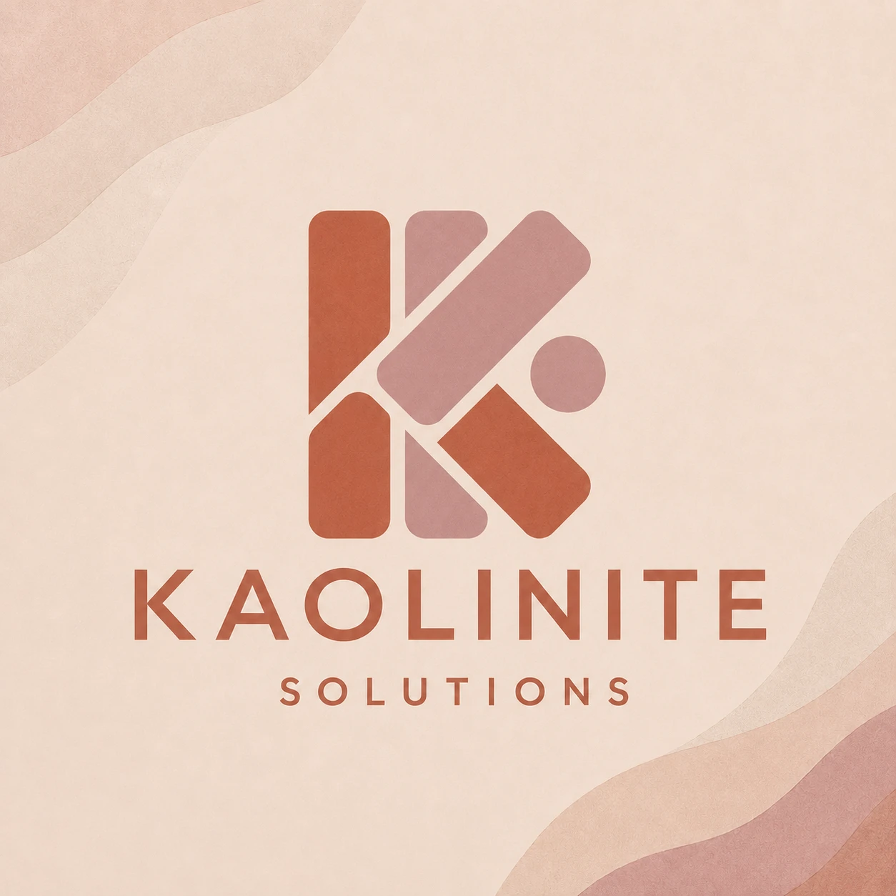 Logo da Kaolinite Solutions sobre fundo orgânico em tons terrosos.